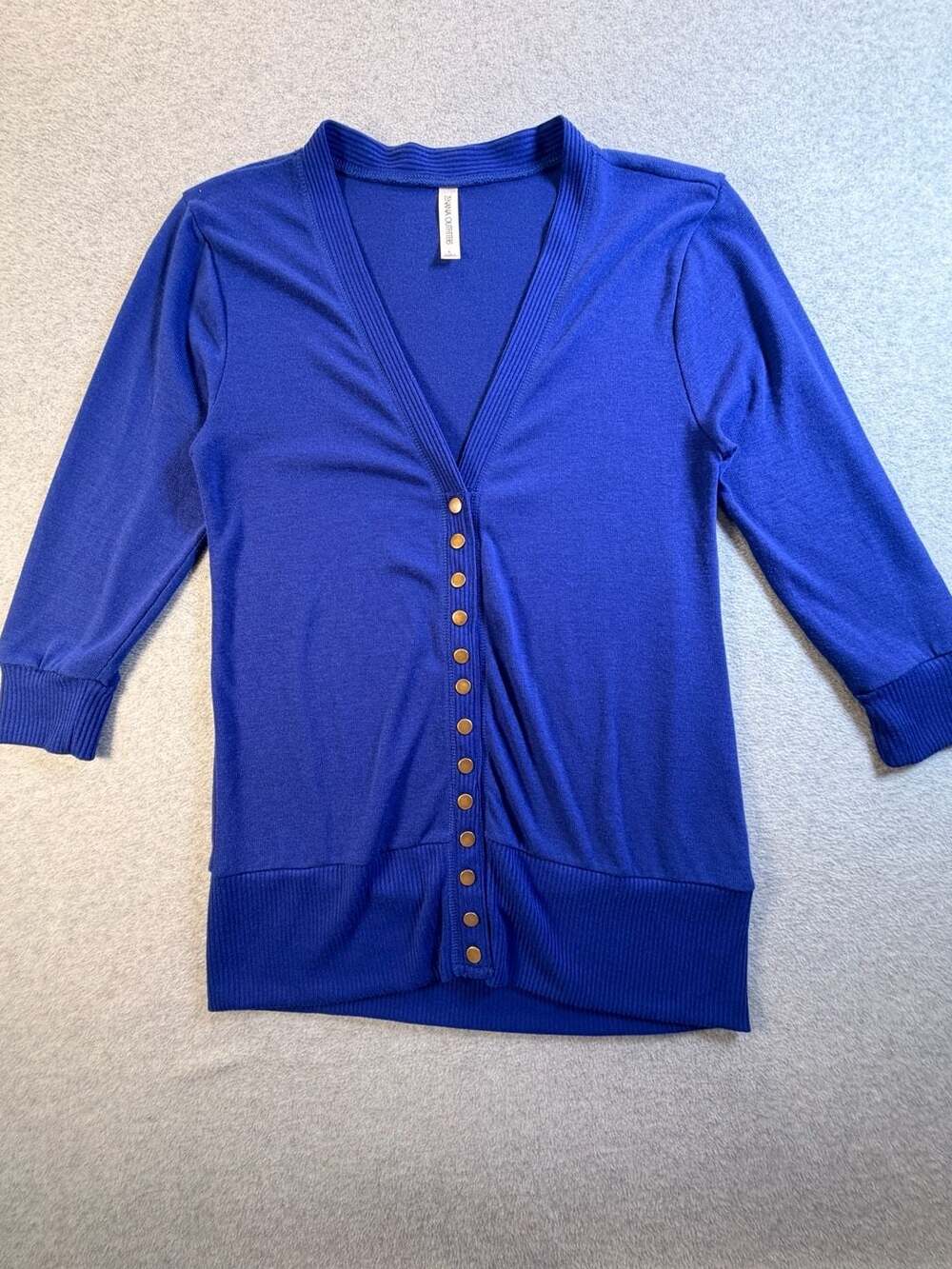 Zenana Outfitters V-Neck Snap Cardigan Size L Royal Blue
